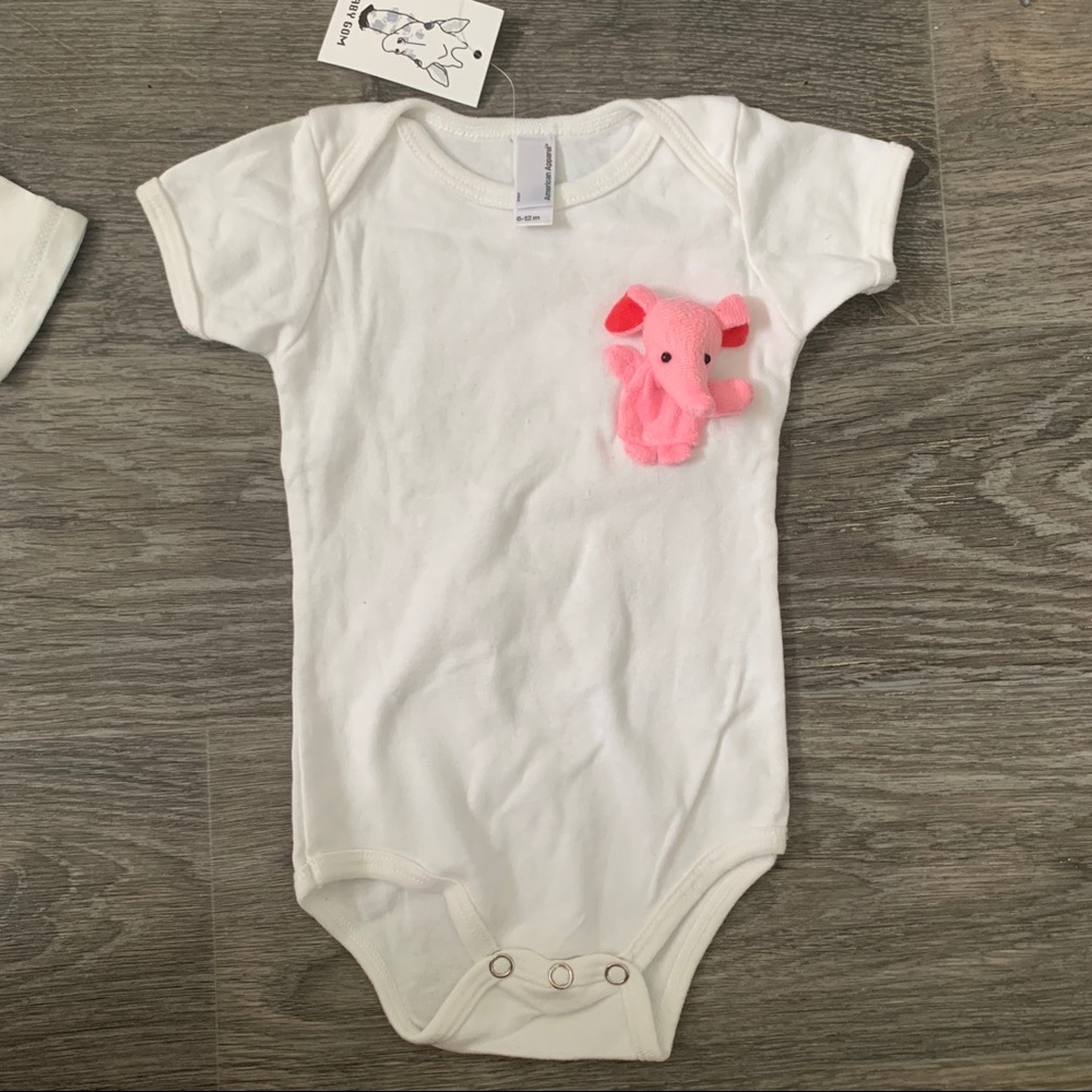 6-12month shortsleeved onesie -pink elephant